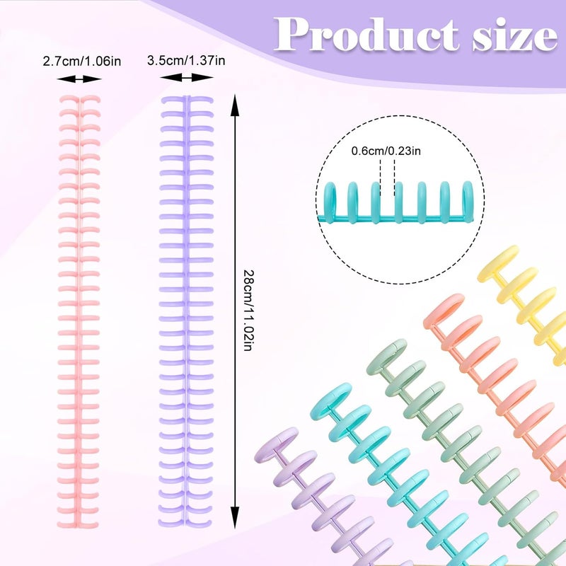 Koceci 16 PCS Comb Binding Spines, Plastic Spiral Binding Coils, 30 Rings Click Binding Spines for Student Teacher Business Document File Notebook File Making (Colorful) - Image 2